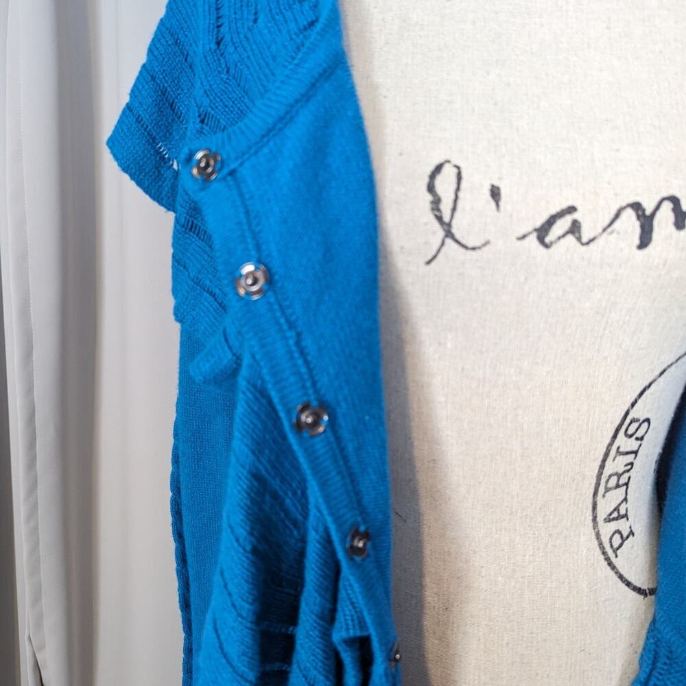 Blue Ruffled Women's Sweater - Picture 15 of 16